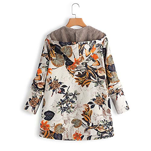 VJGOAL Para Mujer de Invierno más el tamaño de la Moda Casual Warm Thicken Outwear Estampado Floral Bolsillos con Capucha Vintage Abrigos de Gran tamaño(XXXXX-Large,Naranja)