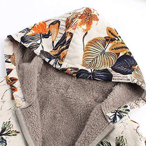 VJGOAL Para Mujer de Invierno más el tamaño de la Moda Casual Warm Thicken Outwear Estampado Floral Bolsillos con Capucha Vintage Abrigos de Gran tamaño(XXXXX-Large,Naranja)