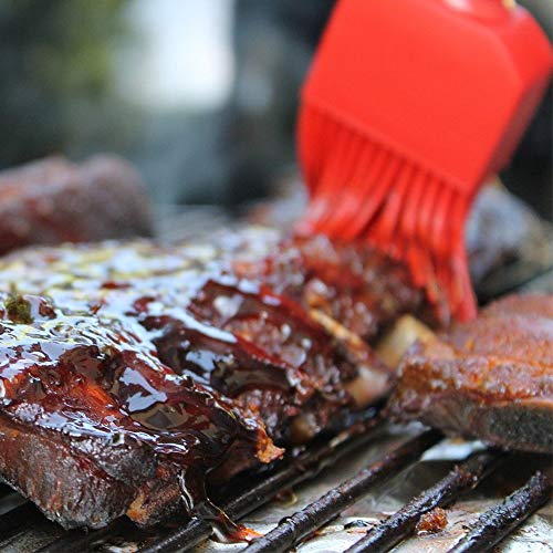 Vlook Cepillo para Barbacoa 5 Piezas, 20 cm, con Cabezal de Silicona y Mango Largo, Resistente al Calor, Apto para lavavajillas, para Asar a la Parrilla en la Cocina, Rojo