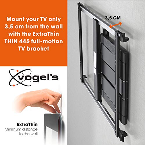 Vogel's THIN 445 Negro, Soporte de pared para TV 26 - 55 Pulgadas, Inclinable y Giratorio 180º, Máx 18 kg y con sistema VESA máx. 400x400