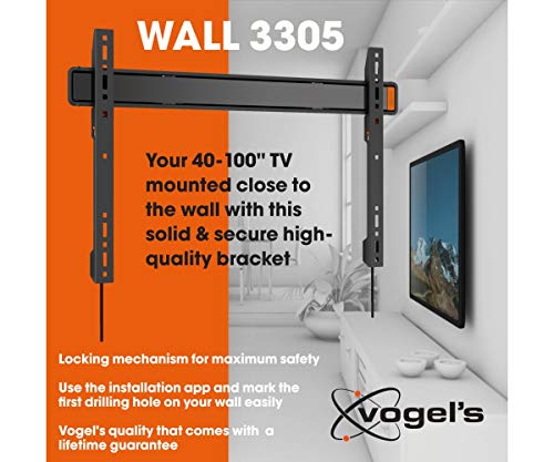 Vogel's WALL 3305, Ultra fuerte soporte de pared para TV muy grande (102-254 cm, 40 - 100 Pulgadas) y mayor peso (máx. 80 kg), Fijo, Sistema VESA máx. 600x400 mm, negro