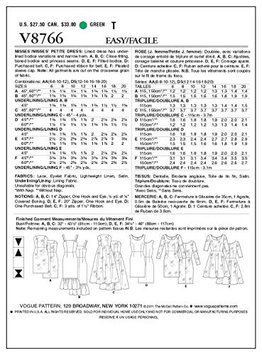 Vogue Patterns V8766 - Patrones de Costura para Vestidos de Mujer (Talla AA: 36-42)