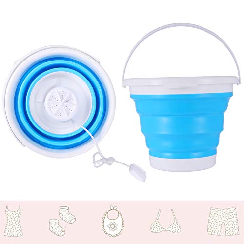 Vogvigo Mini turbina lavadora, plegable portátil para ropa personal, mini lavandería portátil USB, portátil, lavadora, 3 en 1 de alta frecuencia para viajes y lavandería de niños, color blanco