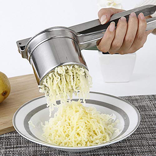 Voolok Patata Ricer, Machacadora de Frutas y Verduras de Acero Inoxidable, Machacadora Manual de Papas, Colador de Prensa de Alimentos, para triturar Papas, Calabaza, Jugo de Frutas de limón