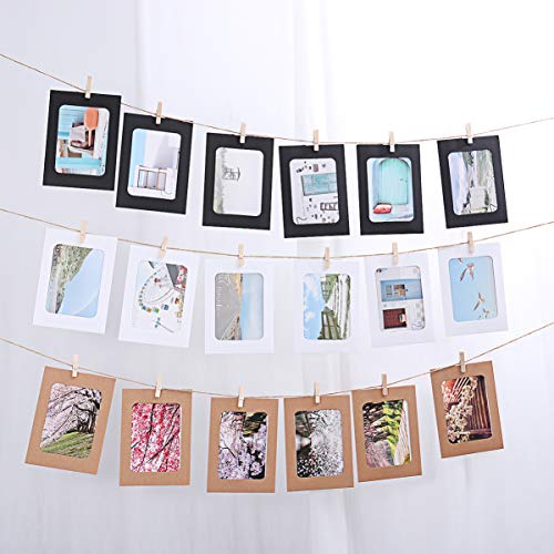 VORCOOL 30pcs Marco de Foto de Papel Decoración de Pared con Cuerda y Clip Bordes de Decoración Marco de Papel para 4x6in Fotos