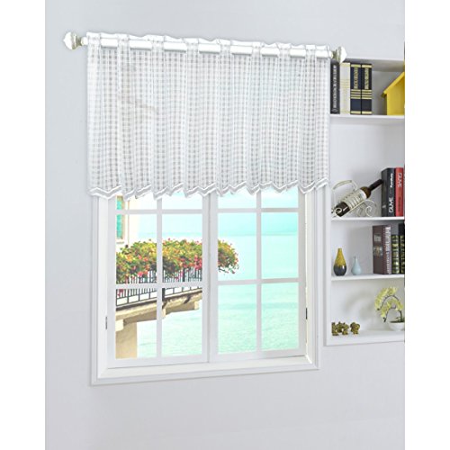 VORCOOL Cortinas de Ventana Decorativas a Prueba de Sol Pantalla Cortina para Balcón de Cocina Inicio (Rejilla Blanca)