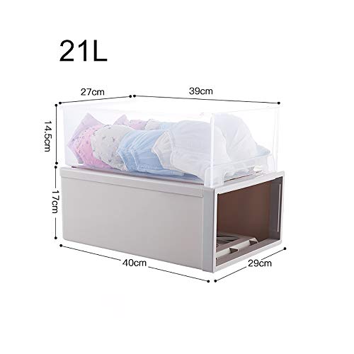 W-J-S Caja De Almacenamiento De Cajones De Gran Capacidad De Plástico Transparente Armario De Almacenamiento Ropa Interior Apilable Armario Armario De Almacenamiento De Juguetes(Size:21L)