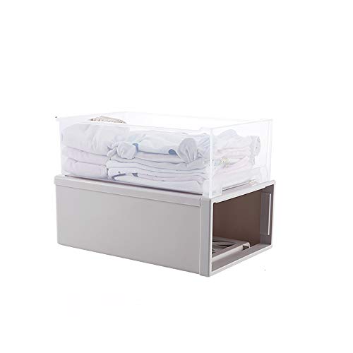 W-J-S Caja De Almacenamiento De Cajones De Gran Capacidad De Plástico Transparente Armario De Almacenamiento Ropa Interior Apilable Armario Armario De Almacenamiento De Juguetes(Size:21L)