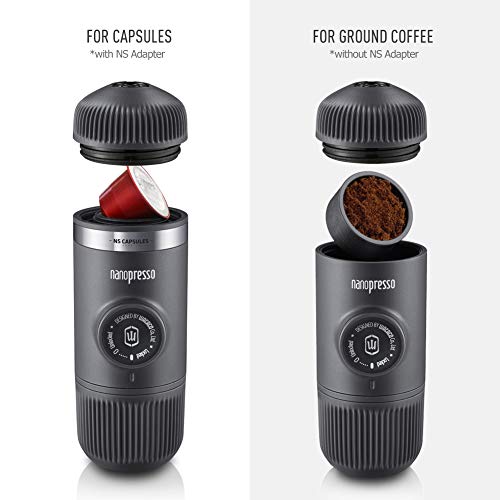 wacaco Nanopresso NS Adapter Venta de Paquetes Cafetera Espresso Portátil, Cafetera de Viaje Manual, Compatible con Café Molido y Cápsulas Originales Nespresso, Máquina de Café Portátil para Acampar