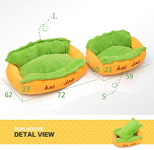 wakerda Creativo salchicha de Hot Dog caseta Cama Animal doméstico para Gato O Perro de pequeño tamaño extraíble y lavable 1 pcs