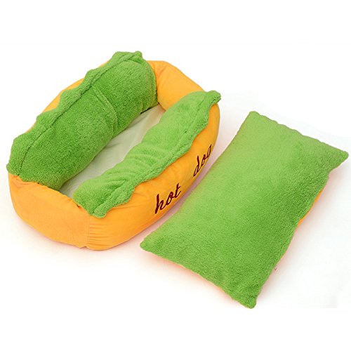 wakerda Creativo salchicha de Hot Dog caseta Cama Animal doméstico para Gato O Perro de pequeño tamaño extraíble y lavable 1 pcs