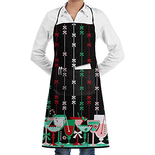 wallxxj Cooking Apron Holiday Party Candy Overlock Delantal Madre Regalo Cocina Restaurante BBQ Bib Delantal Delantales De Chef Cocina Ajustable Plato Lavado Aseo Bolsillos Parrilla