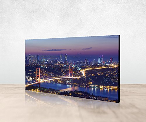 wandmotiv24 Cuadro en Lienzo Estambul de Noche 100x50cm (Ancho x Alto) Foto panorámica Foto Lienzo Mural Foto Regalos M0374