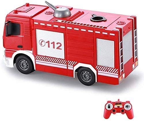 Wangch A distancia del coche de bomberos Un clic con el botón del aerosol de agua del camión de bomberos del bombero del coche 2.4G de Ingeniería de Vehículos, Niño Boy Toy Car Model, for niños de edu
