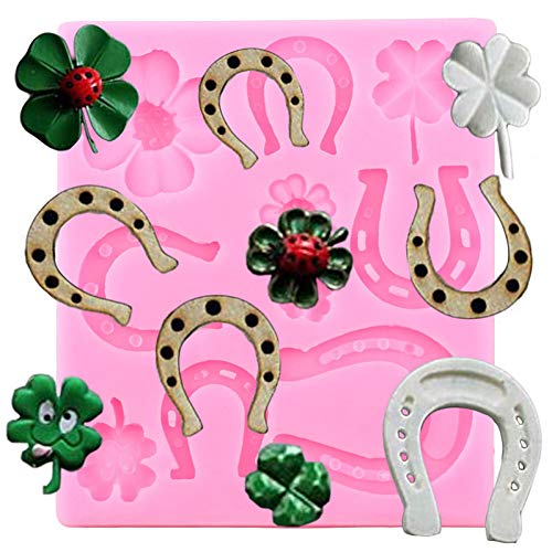 WANGY 3D Horse Shoe Moldes de Silicona Clover Ladybug Fondant Moldes DIY Party Cake Decorating Tools Polymer Clay Candy Chocolate Moulds