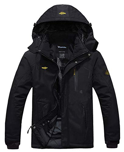 Wantdo Cazadora Esquí Invierno Calefacción Nieve Hombres Negro Large