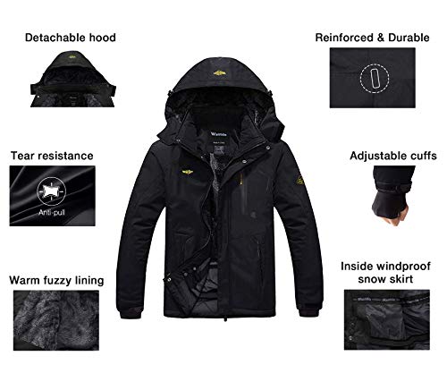 Wantdo Cazadora Esquí Invierno Calefacción Nieve Hombres Negro Large