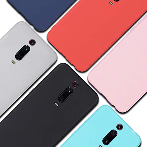 Wanxideng - 6x Funda para Xiaomi Mi 9T / 9T PRO, Carcasa en Silicona - [ Negro + Blanco Translúcido + Rojo+ Rosado+ Menta Verde + Azul Claro ]