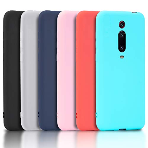 Wanxideng - 6x Funda para Xiaomi Mi 9T / 9T PRO, Carcasa en Silicona - [ Negro + Blanco Translúcido + Rojo+ Rosado+ Menta Verde + Azul Claro ]