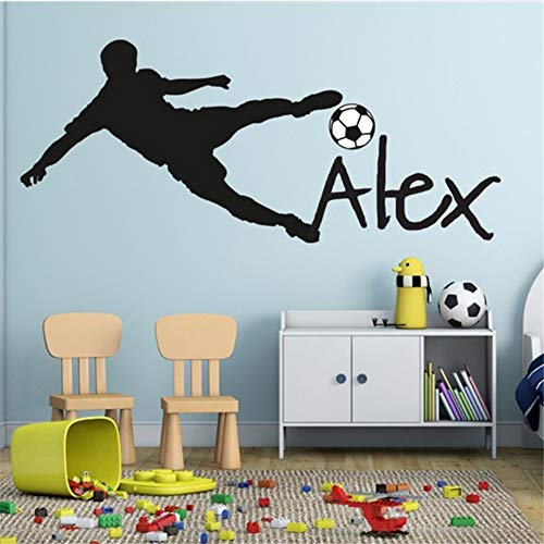 Waofe Fútbol Taza De La Pared Pelar Balón De Fútbol Nombre Personalizado Vinilo Tatuajes De Pared Sticker Art Niños Etiqueta De La Pared Kids Room Decor 42X95 Cm