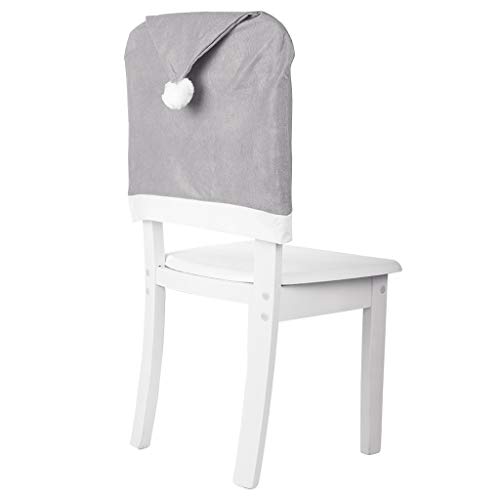 WARMWORD Papá Noel Hat Silla De Contraportada Comedor Cubiertas Asiento Fiesta Navidad DecoracióN Set Home NavideñA Fundas para Sillas,Gorro La Cubre Respaldos NavideñOs O Cena,Gris