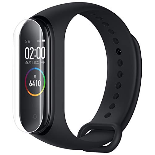 WARMWORD Protector De Pantalla para Xiaomi Mi Band 4, 5 Piezas De Vidrio Templado A Prueba De Explosiones TPU Protector De Pantalla, Proof Drop M4 Hydrogel Película Protectora Templada