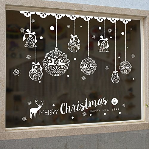 WARMWORD_Navidad la Decoración del Hogar de Vinilo Ventana Pegatinas de Pared Decorativos Santa Elk Copos de Nieve de Navidad Navidad Decoración la Pared Navidad Santa Claus árbol de Navidad