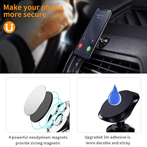 Warxin Soporte Magnético Movil Coche, Mini Móvil Coche Iman para Salpicadero 360° Rotación Universal Soporte Teléfono Magnético Sostenedor para iPhone Samsung Móviles Dispositivo GPS