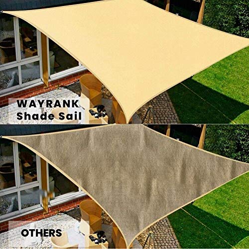 Wayrank Vela de Sombra Rectangular 2 x 3m, Toldo Vela Impermeable con Kit de Montaje para Patio, Exteriores, Jardín,