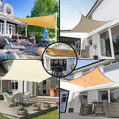 Wayrank Vela de Sombra Rectangular 2 x 3m, Toldo Vela Impermeable con Kit de Montaje para Patio, Exteriores, Jardín,