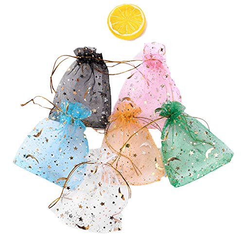 WDDLU Bodas Joyas Bolsas de Tul Bolsillo de la Bolsa de Joyas con Bolsas con cordón de Organza Cordón Boda de Fiesta Bolsas Actuales Organza con cordón para Joyas y Boda (100 Piezas)