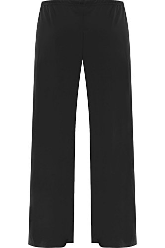 WearAll - Mujeres Tallas Grandes Baggy Abocardada Pantalones Anchos de la Pierna Palazzo - Negro - 54-56