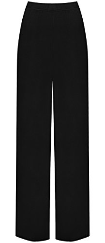 WearAll - Mujeres Tallas Grandes Llanura Abocinado Palazzo Anchos Pierna Pantalones - Negro - 52-54