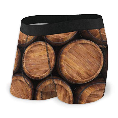 Web--ster Calzoncillos Boxer para Hombre, Pared de barriles de Madera, Pila de Vino, Almacenamiento, galón, contenedor Antiguo Vintage, diseño rústico, tamaño L