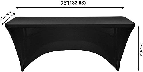 Weddecor 6ft Rectángulo Lycra Spandex Mantel Seco Barra Elástico Mesa Ajuste para Boda, Recepción, Evento, Decoración Fiesta - Negro, 6ft (72 inch)