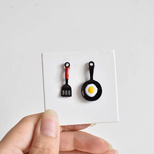 WEDFTGF 1 par creativo asimétrico sartén tortilla frita pala Stud pendientes minimalismo diseño conciso femenino pendientes joyería regalo