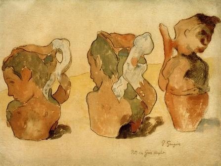 weewado P. Gauguin, cazuelas de Barro - 60x45 cm - Impresión en Lienzo Textil - Muro de Arte - Old Masters/Museum