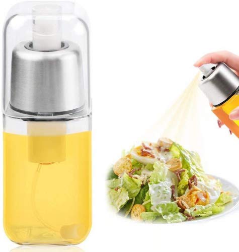 Weeygo Pulverizador de Aceite, Prima Botella dispensadora del rociador de Aceite del Vidrio del Acero Inoxidable para cocinar, Ensalada, hornada