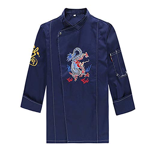 wei Unisexo Cocina Cocinero Uniforme Panadería Comida Servicio Largo Ajustable Manga Cómodo Abastecimiento Cocinar Vestir Cocinero Camisa,Azul,XL