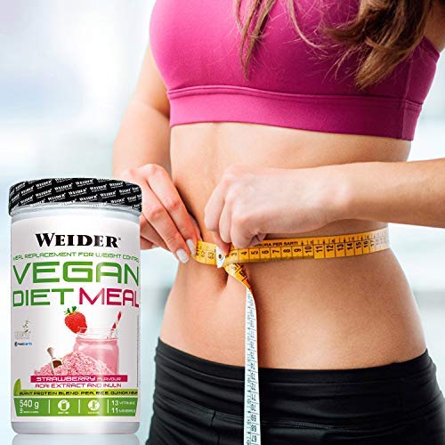 Weider Vegan Diet Meal Fresa 540 Gr. Sutituto de comida 100% vegano.Sin gluten. Ideal para dieta