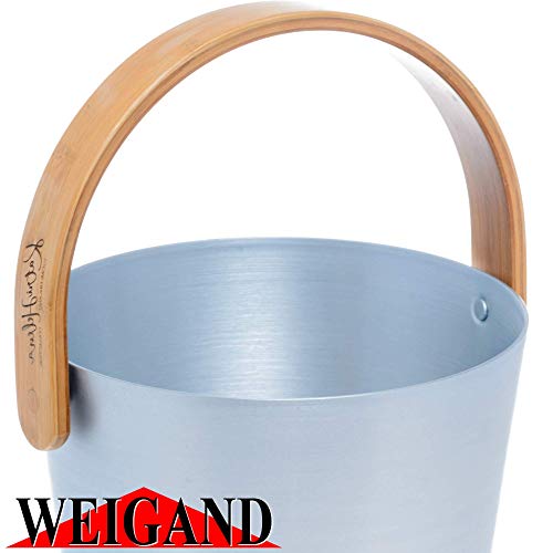 Weigand - Cubo para sauna (aluminio anodizado, con asa de bambú, 5 L), color azul