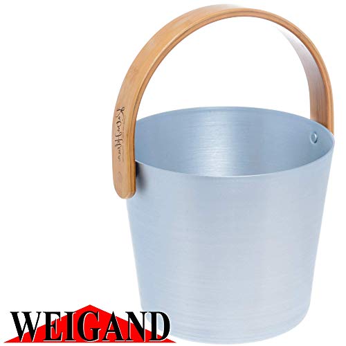 Weigand - Cubo para sauna (aluminio anodizado, con asa de bambú, 5 L), color azul