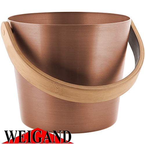 Weigand - Cubo para sauna (aluminio anodizado, con asa de bambú, 5 L), color cobre