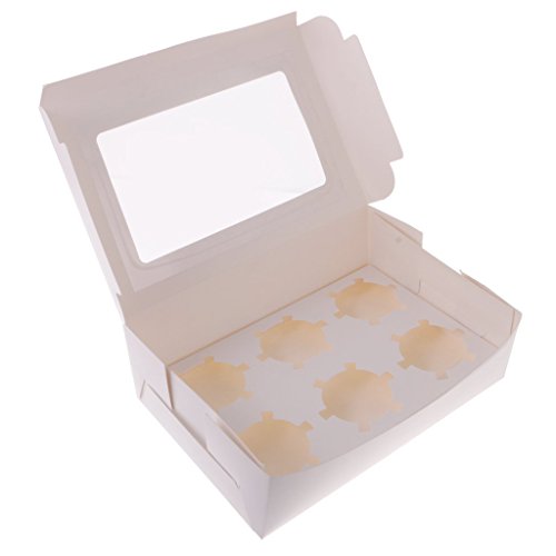 welim Cupcakes caja soporte para caja de soporte de cajas de pastel Muffin Cookies soporte se aplica a la embalaje de la tarta 6 Entramado Color Blanco 20 unidades