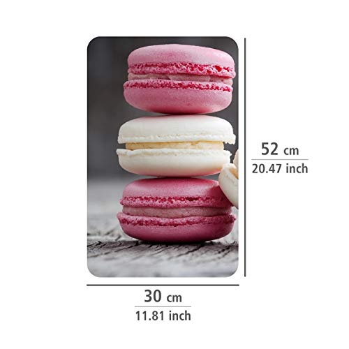 Wenko Herdabdeckplatte Universal Macarons, 2er Set, Kochplattenabdeckung und Schneidebrett für alle Herdarten, Gehärtetes Glas, 30 x 52 cm, mehrfarbig