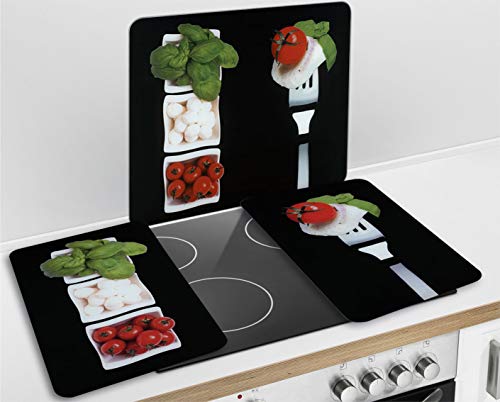 WENKO Placas cobertoras de vidrio universales Caprese - juego de 2 piezas para todos los tipos de cocinas, Vidrio endurecido, 30 x 2-6 x 52 cm, Multicolor