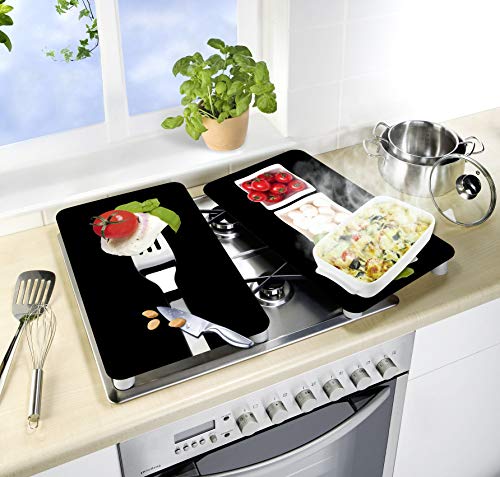 WENKO Placas cobertoras de vidrio universales Caprese - juego de 2 piezas para todos los tipos de cocinas, Vidrio endurecido, 30 x 2-6 x 52 cm, Multicolor