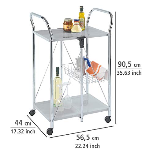 Wenko Sunny Carro de Cocina Plegable, Plata, 44x56.5x90.5 cm