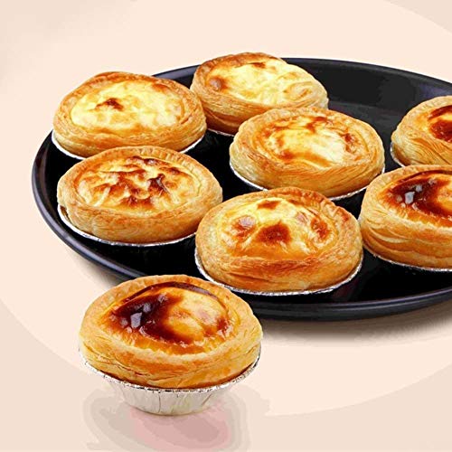 WENTS Molde de Tarta de Huevo 200PCS Tarta de Huevo Lata Cupcake Tarta Redonda Antiadherente Pan Pudín Tartaleta Molde Muffin Tazas para Hornear Desechables Tazas de Papel de Aluminio