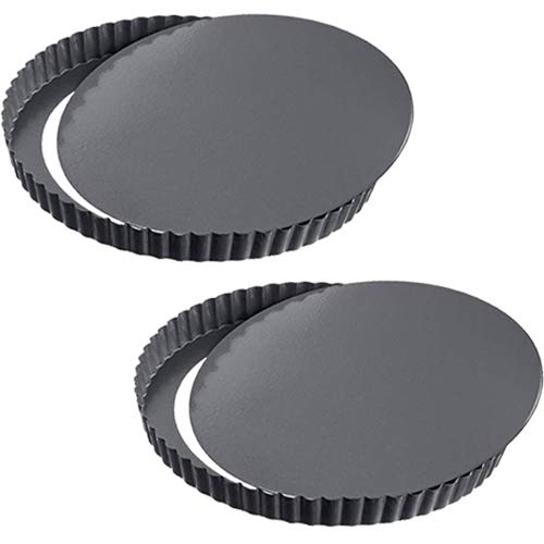 WENTS Quiche Tart Pan antiadherentes 8.8 Pulgadas extraíble Loose Bottom Tart Pie, Round Tart Quiche Pan con Base extraíble 2 Pack